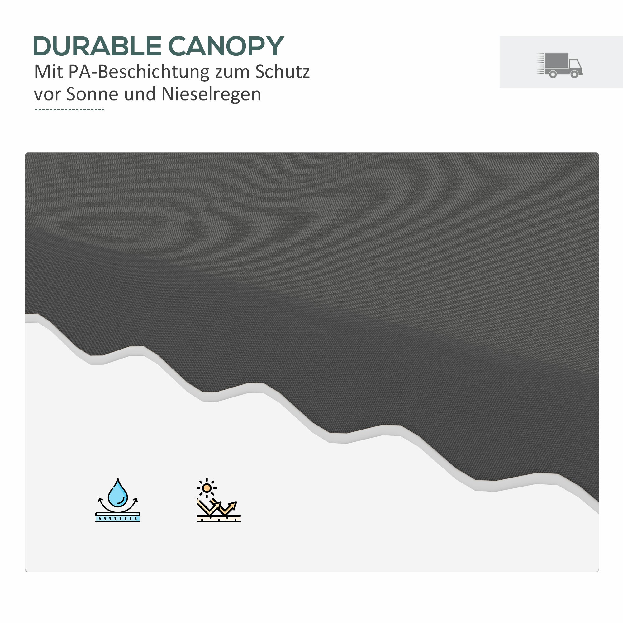 Parasol 243x243cm Balcony Cantilever UV Protection Dark Grey