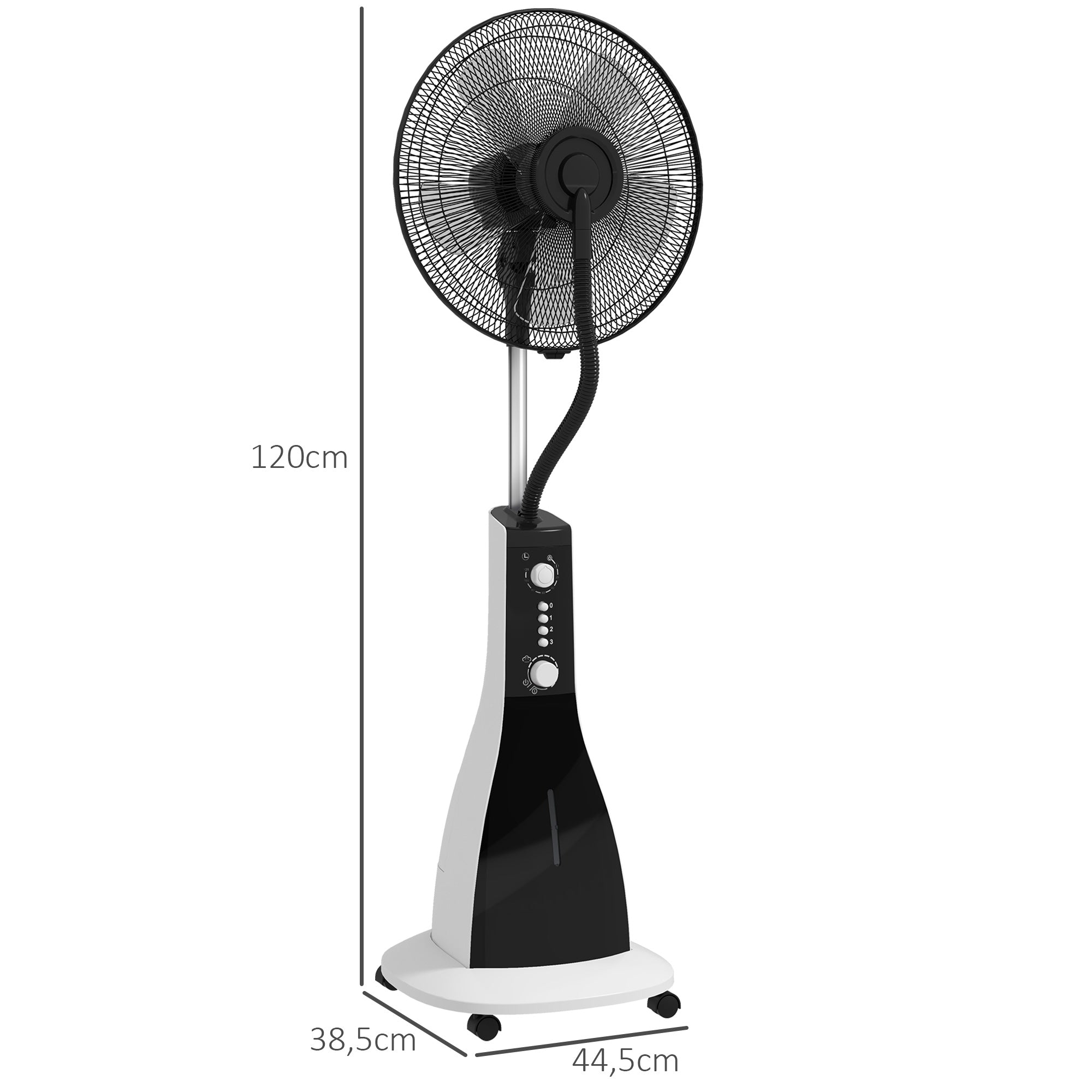 Fan with Mist Function, 90W, 3L Tank, 3 Modes, Timer, Oscillating, Black