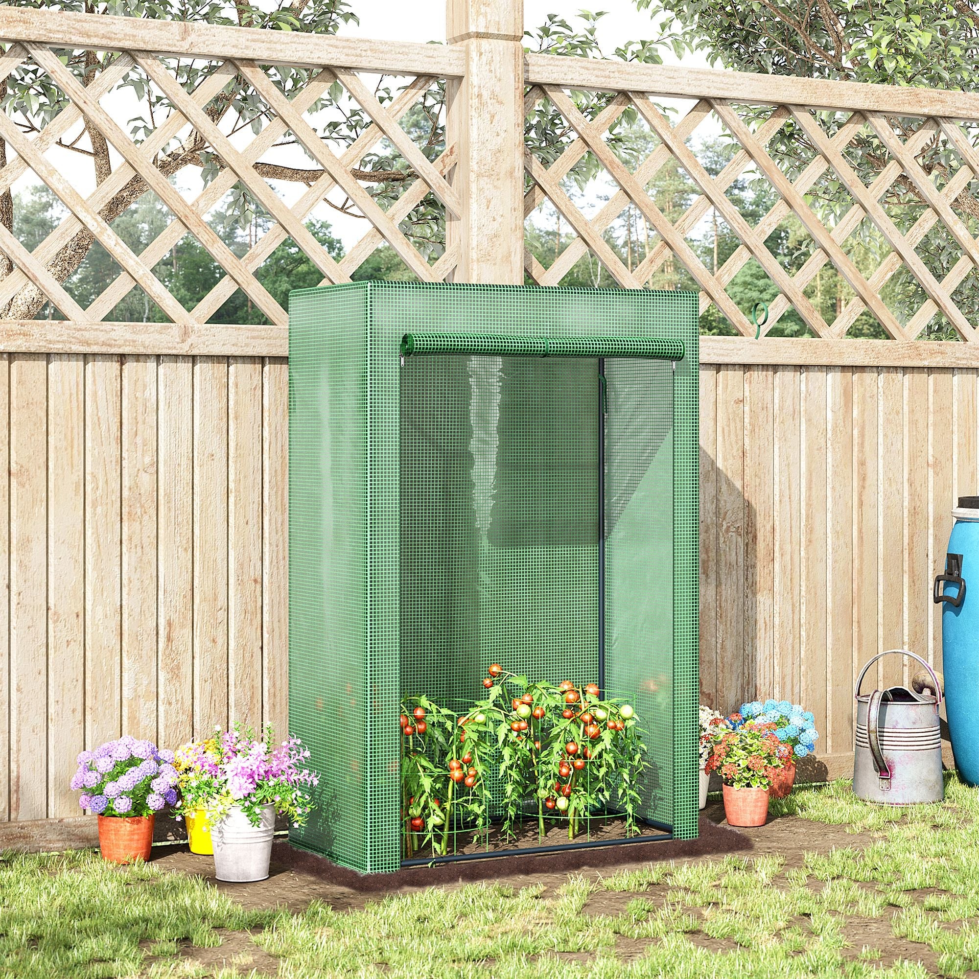 Greenhouse Roll-Up Door 100x50x150cm Steel Plastic Green