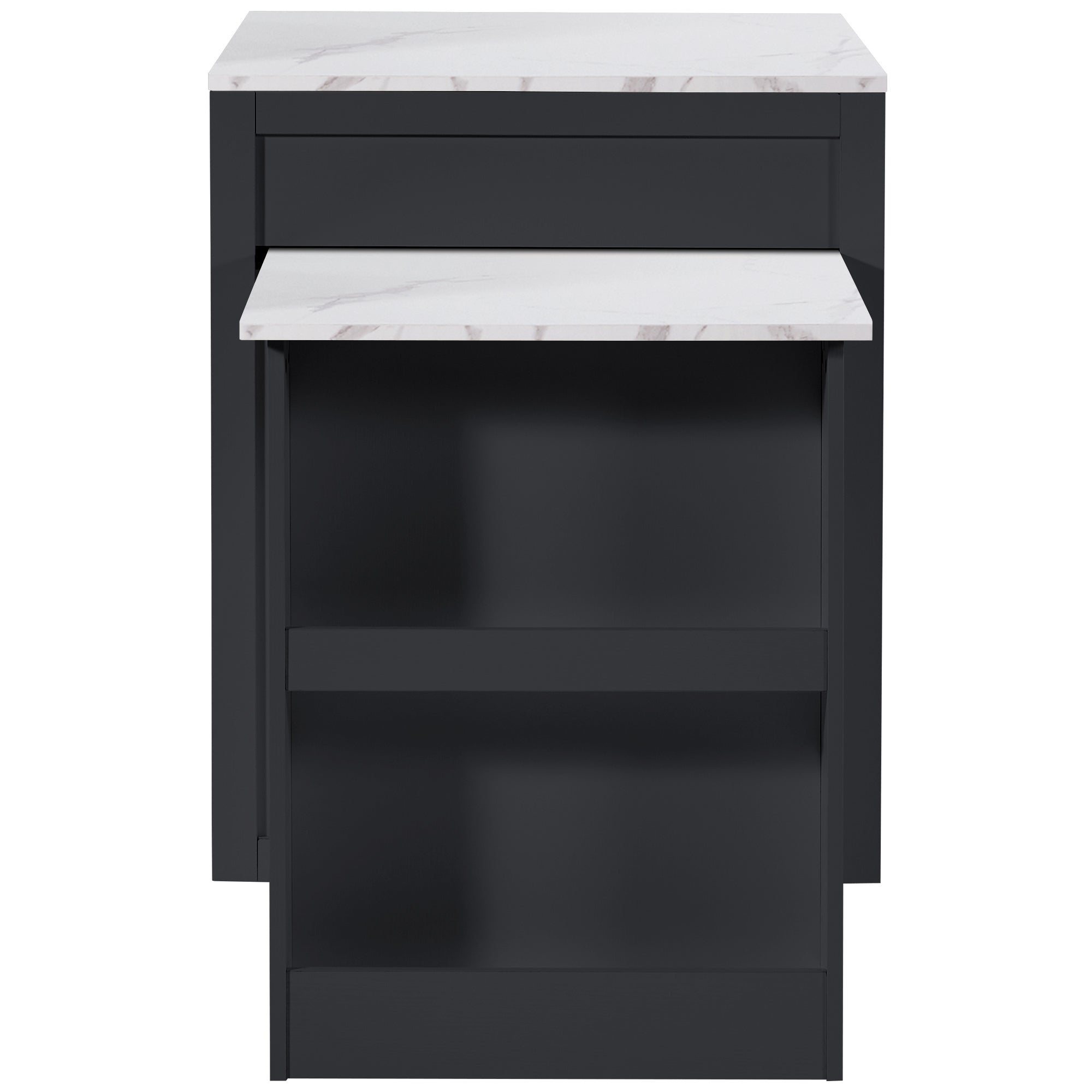 Extendable Bar Table Kitchen Island with Storage & Drawers - Black