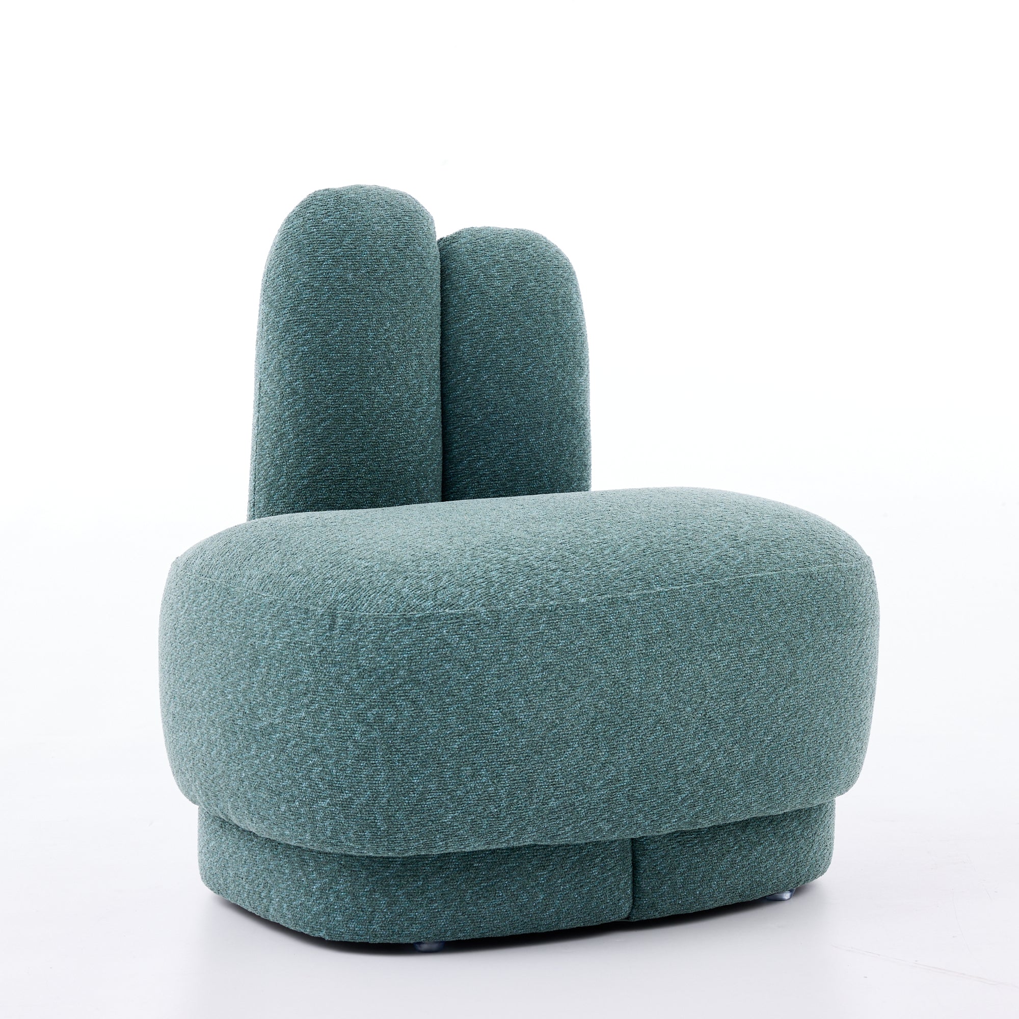Bunny-Ear Ottoman Fixed Padded No Storage - Fabric