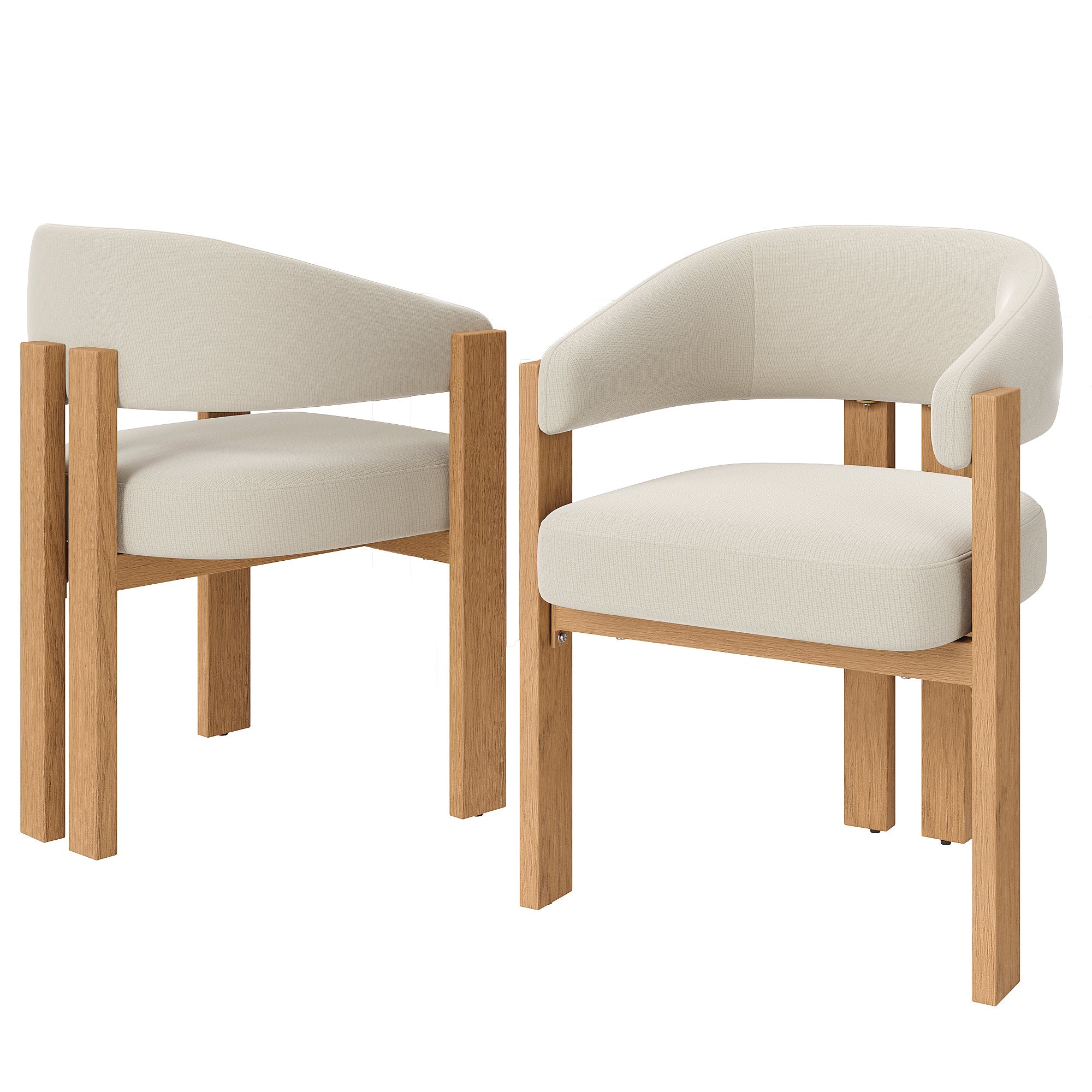 Ergonomic Dining Chair Set of 2 with Thick Padding and Sturdy Iron Legs, Wood Look