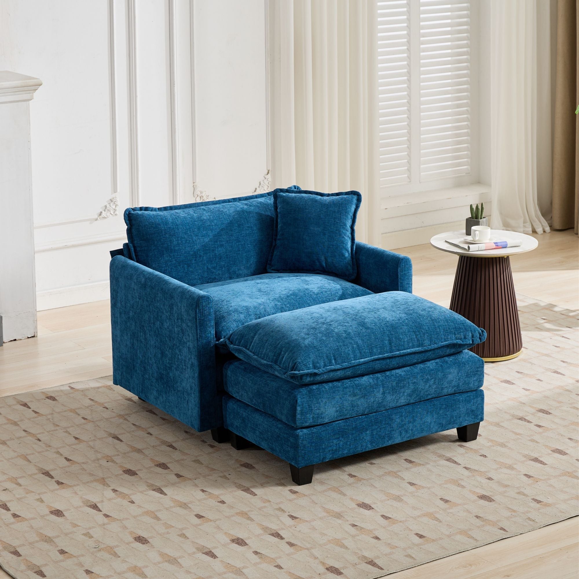 Cloud Sofa Single Seat Sectional Upholstered Chenille - Blue