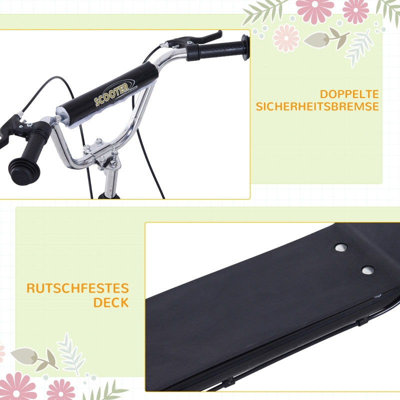 Children's Scooter with Pneumatic Tires, Height Adjustable, Black