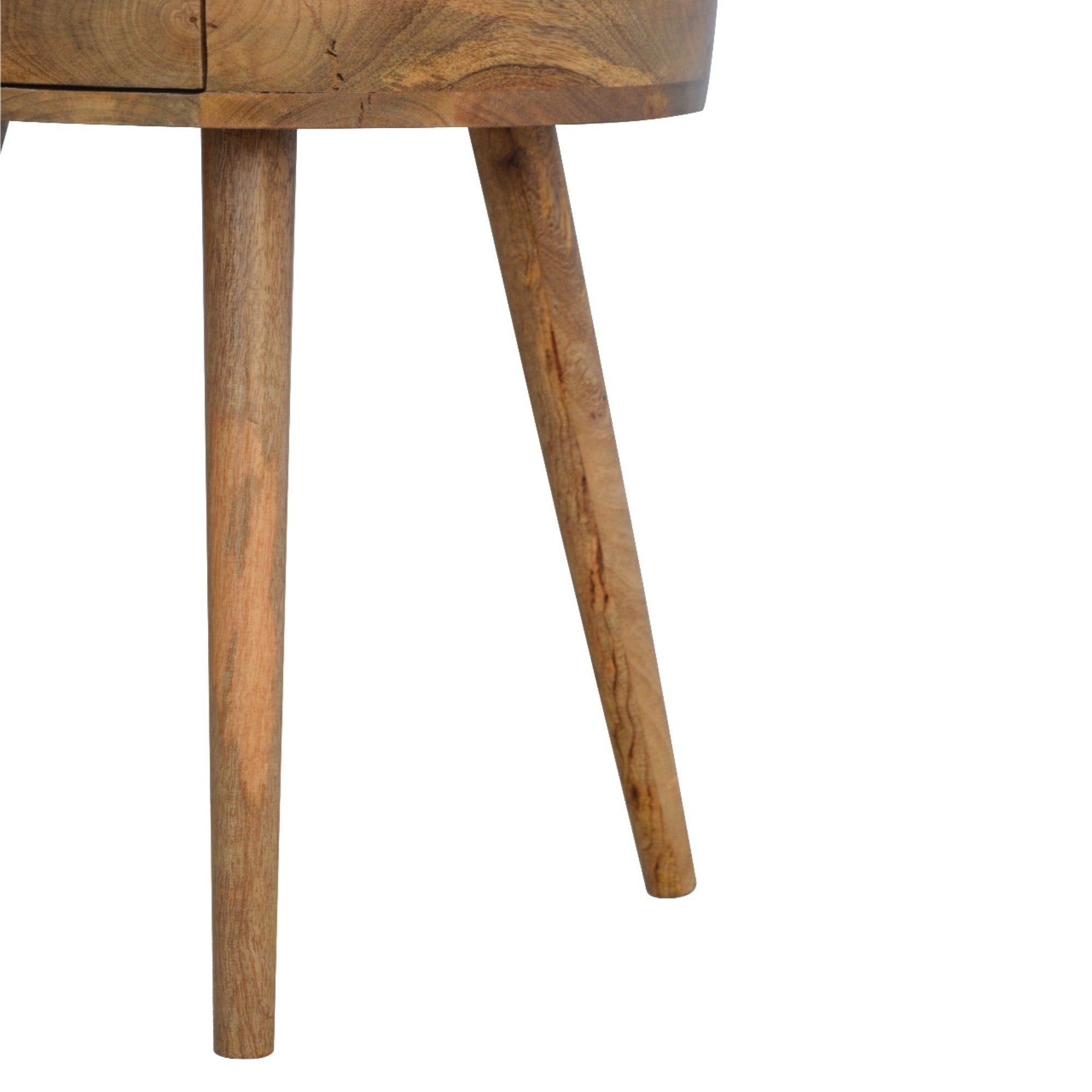 Solid Wood Bedside, Circular Shaped 1 Drawer, Nordic