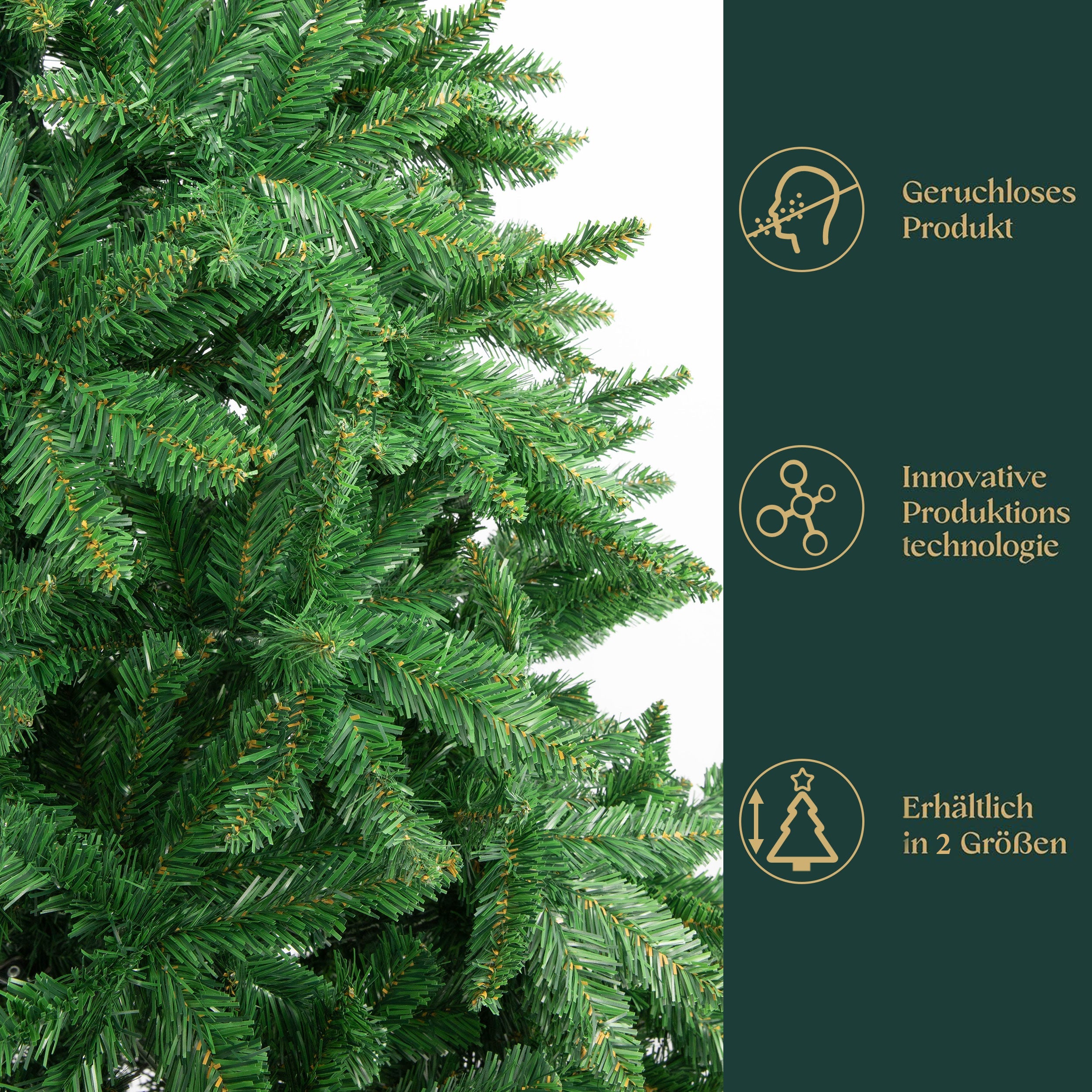 Artificial Christmas Tree 210cm 1400 Tips with Lights & Stand, PVC