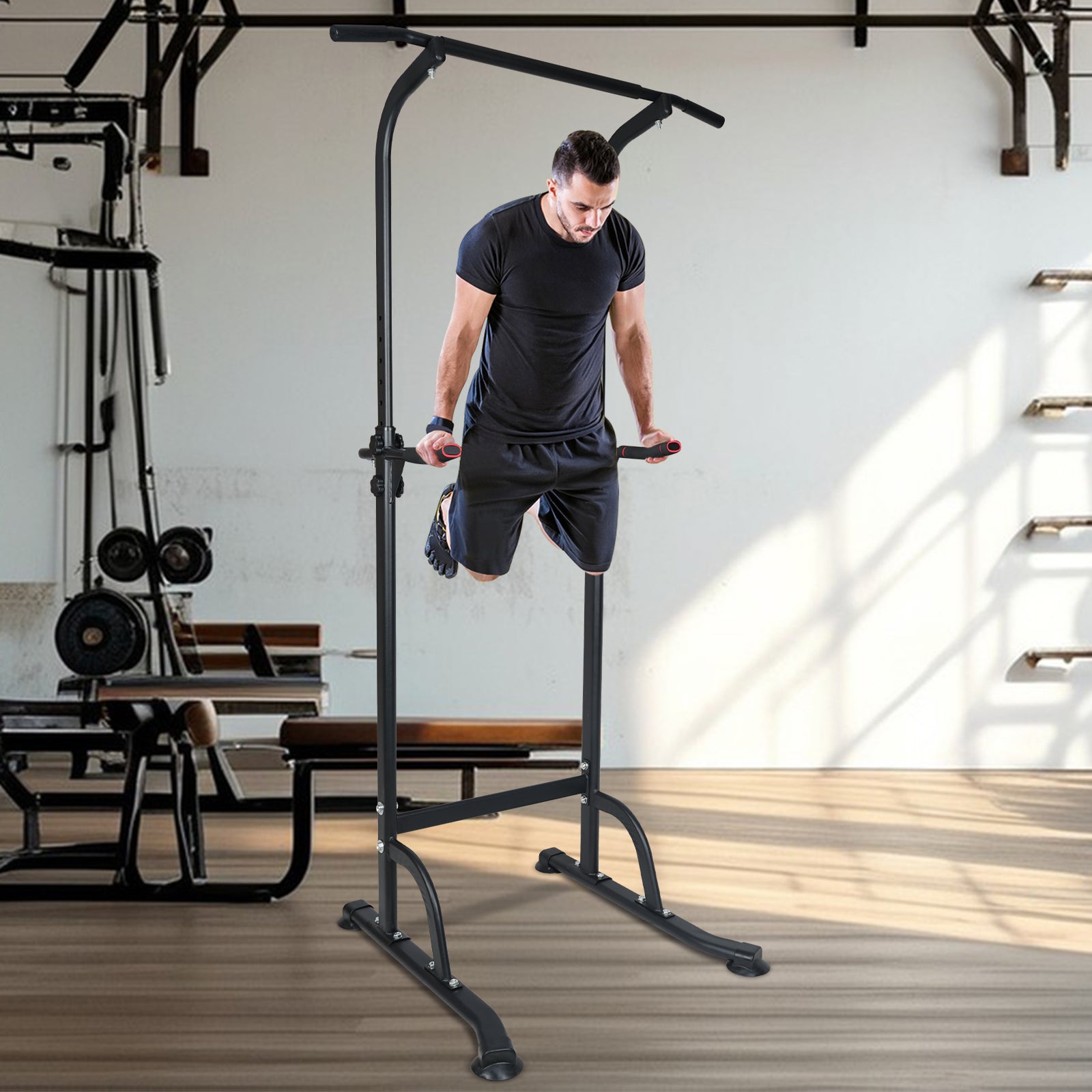 Power Tower, Adjustable Height Multi-Function Dip Stand for Home Gym Strength Training