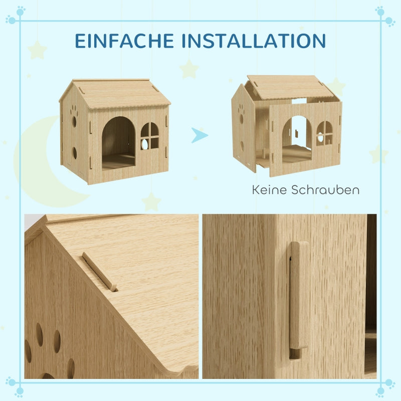 Hund-/Katzenhaus für drinnen, niedliches Design, MDF