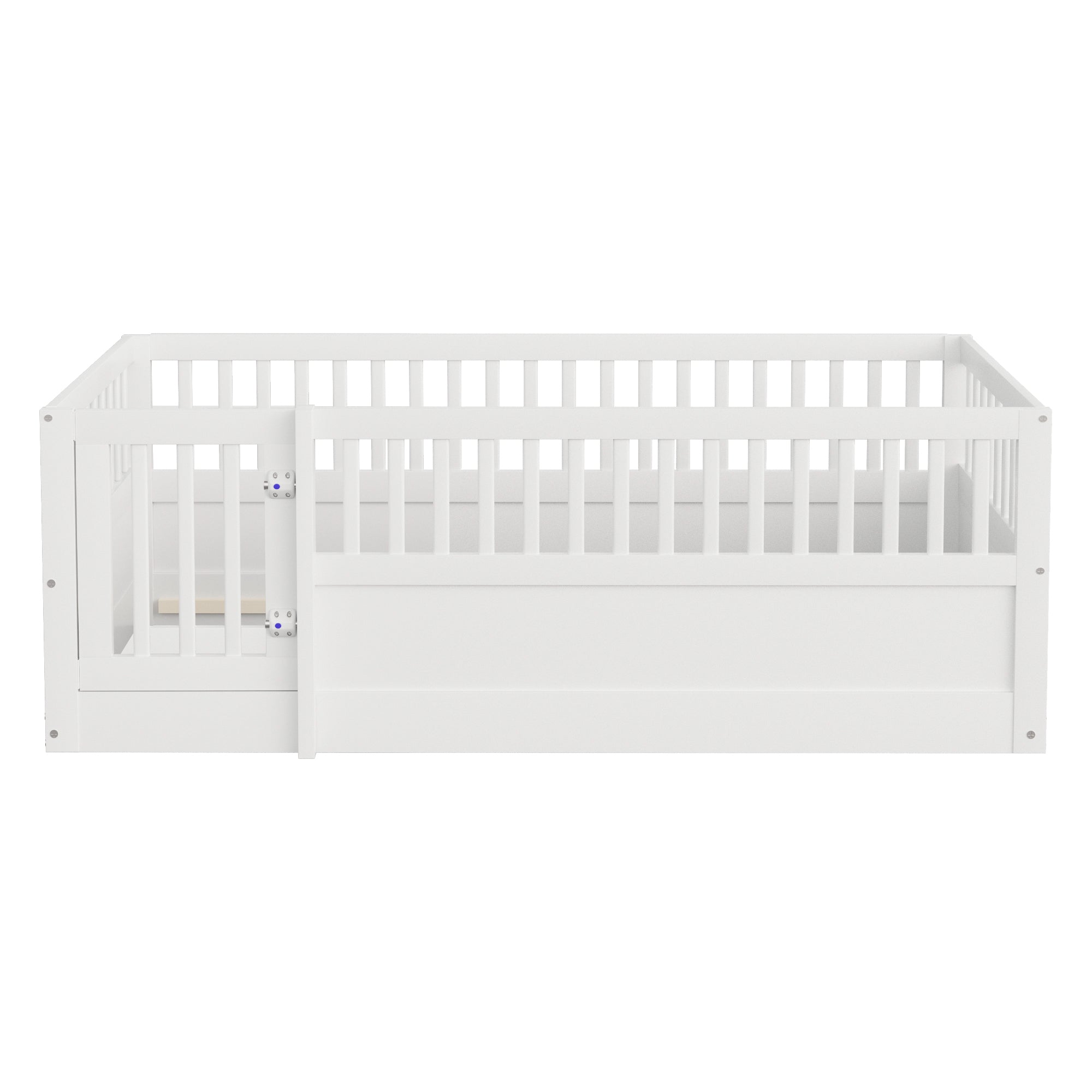 Children's Bed 90x200cm with Railing and Door, White Wood