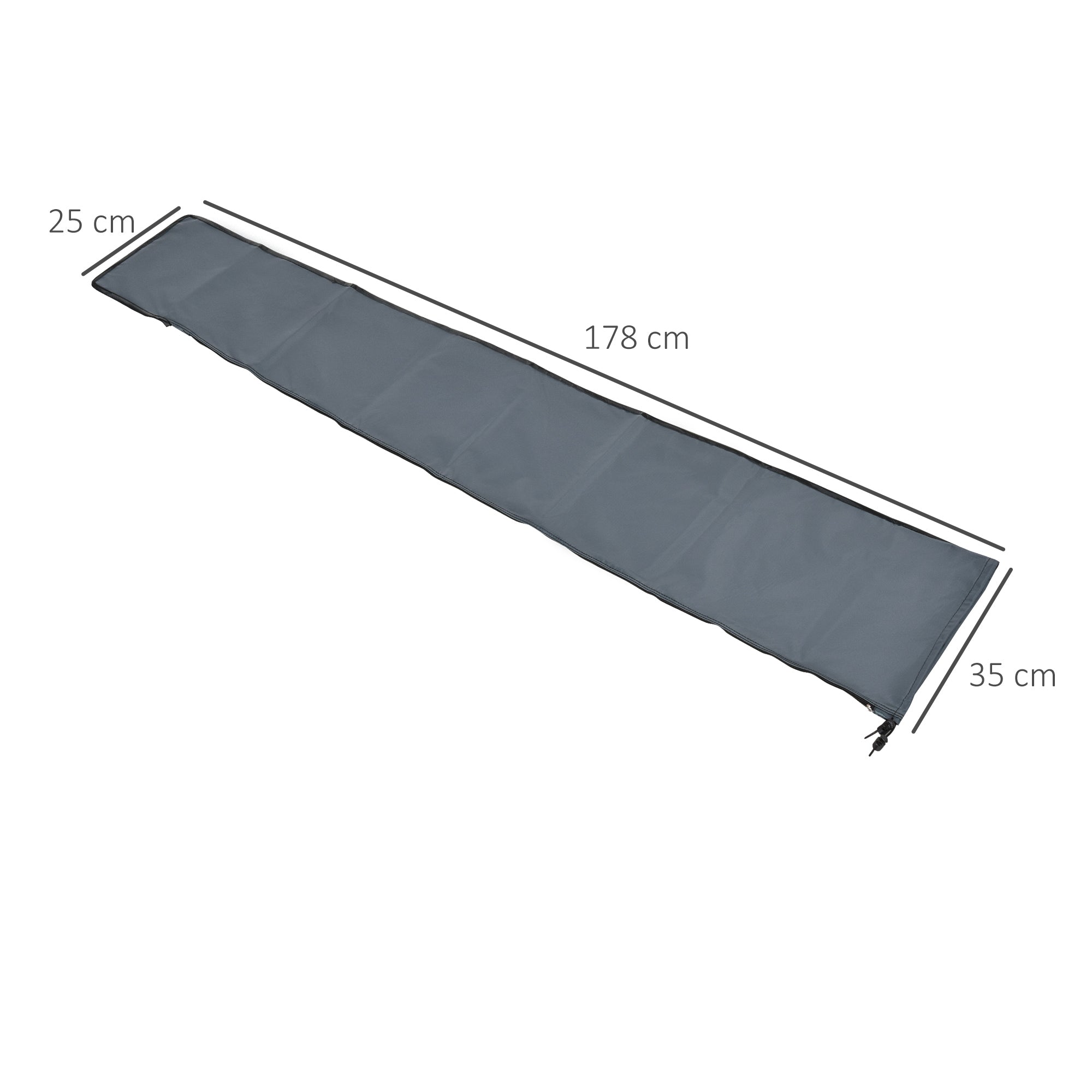Parasol Cover Weatherproof with Zipper & Straps 178x25/35cm Oxford Polyester Grey