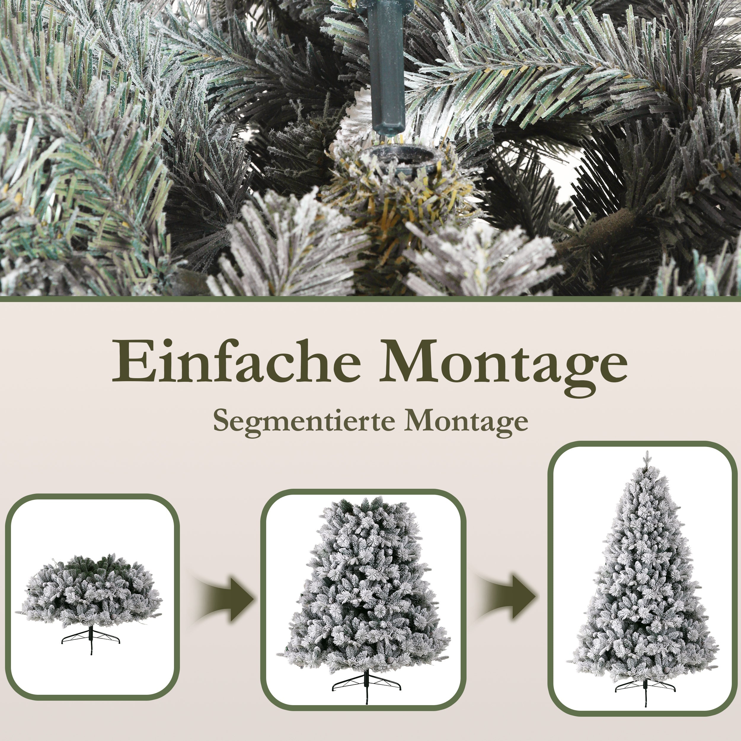 Artificial Christmas Tree 180cm 1348 Tips 320 LED - PVC/PE Snow