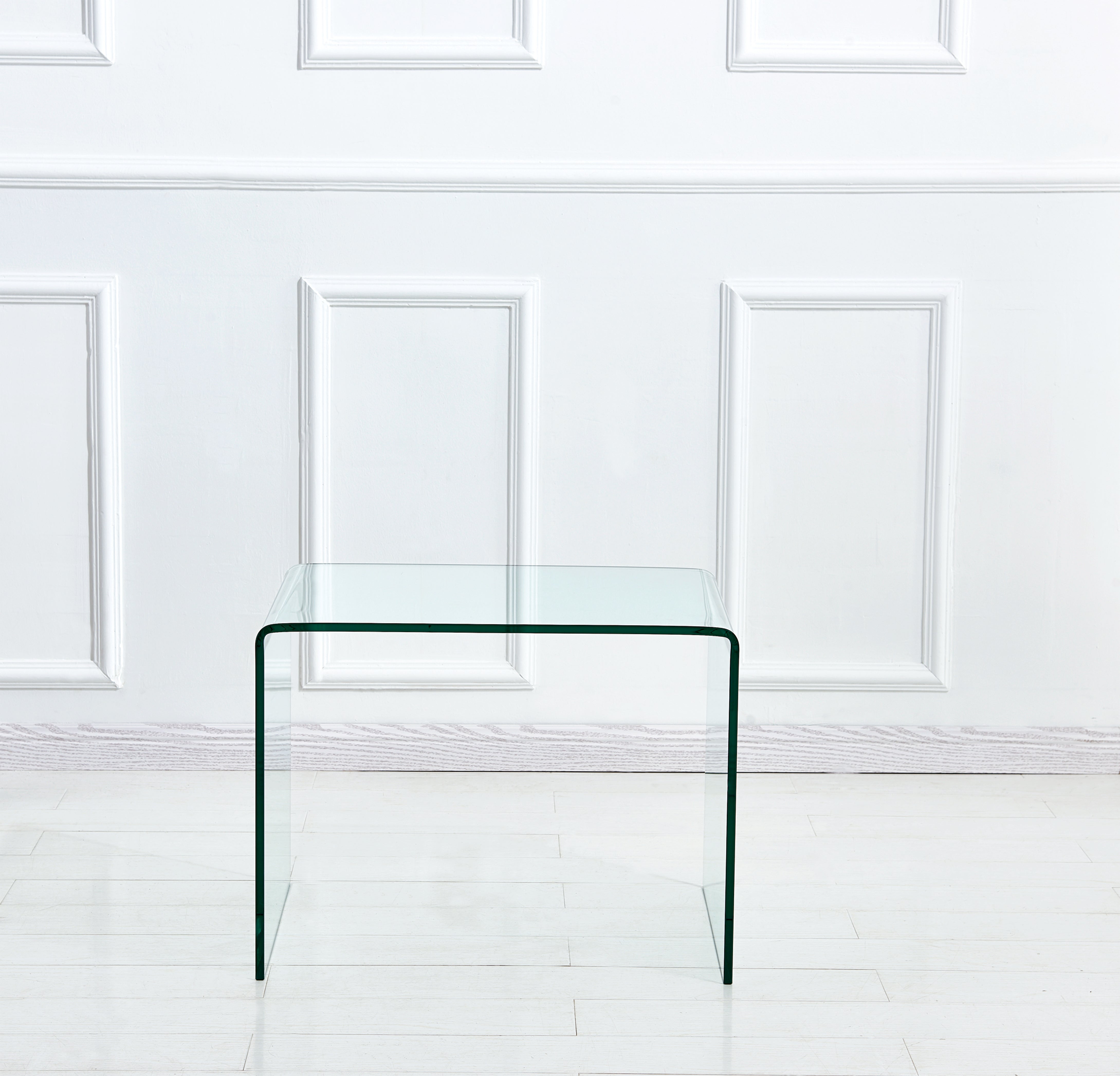 Tempered Glass Side Table, Transparent End Table and Sofa Table, Clear Bent Glass