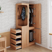 Wardrobe 70x40x170cm Drawers Storage Single Door, Wood Color