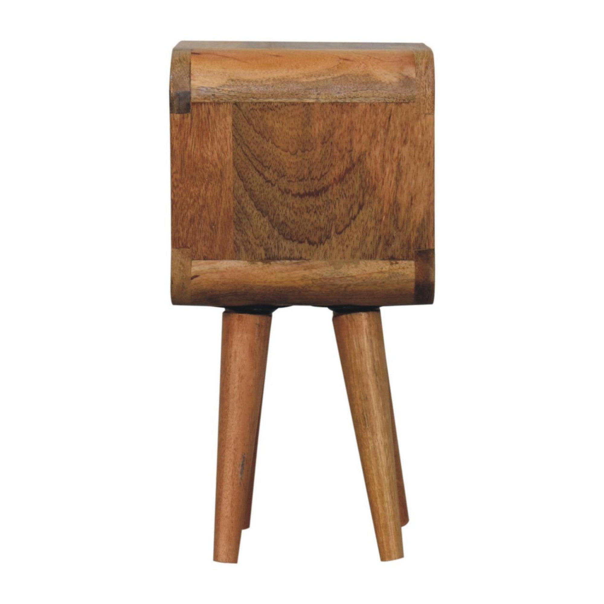 Solid Wood Bedside, Extra Mini Minimalist Open Curved Open Slot, Oak-ish Brown