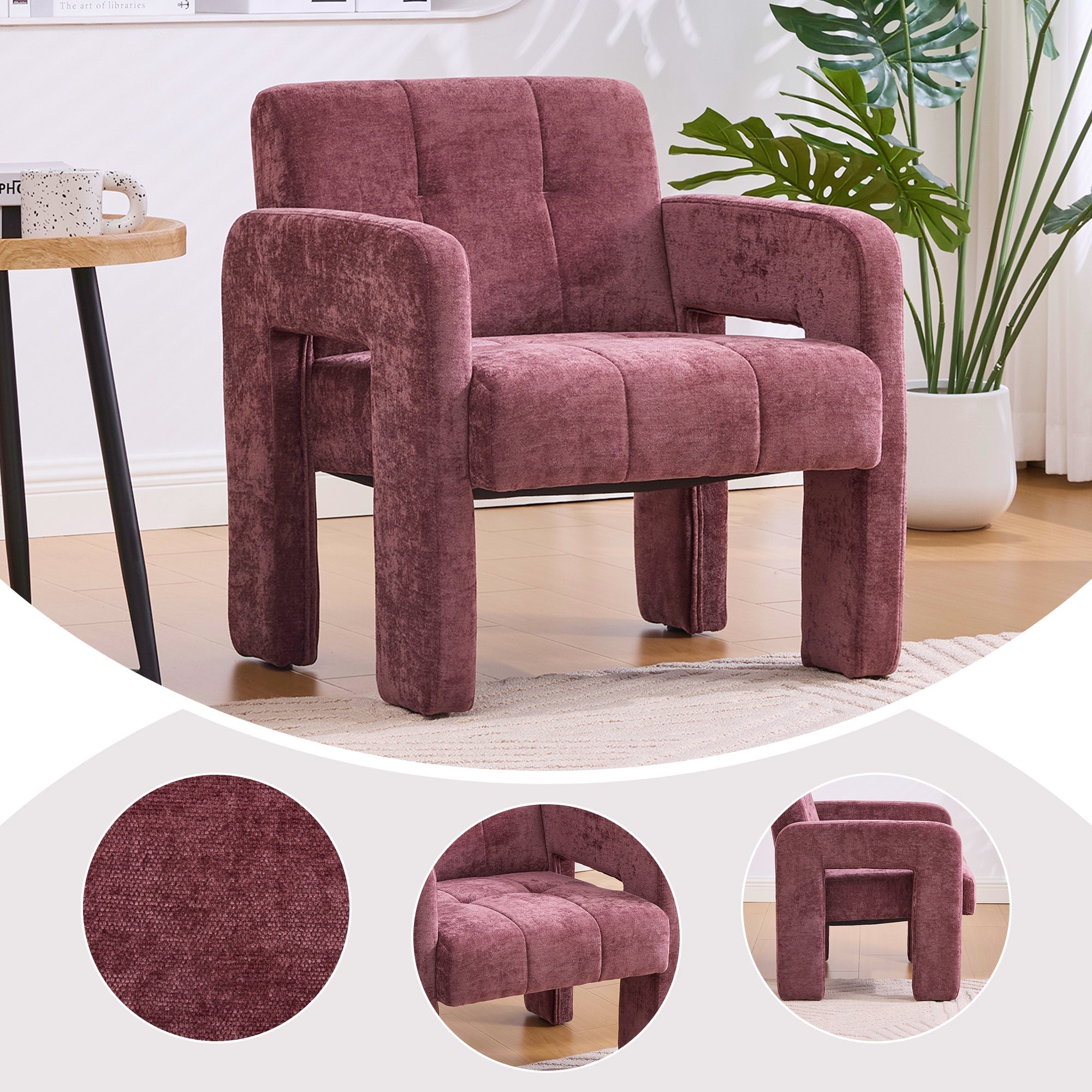Single Armchair Modern Minimalist Upholstered Padded - Nordic Style