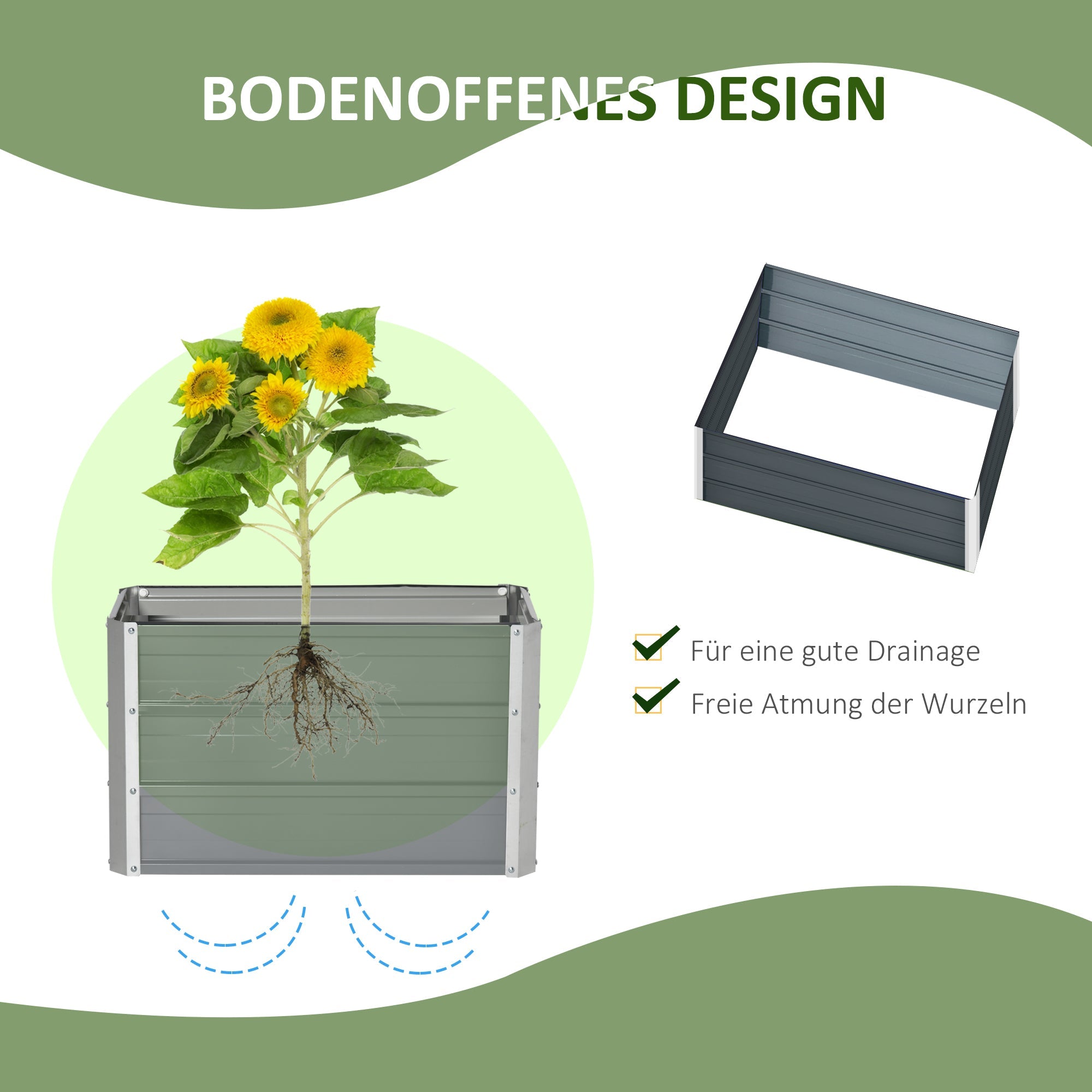 Raised Garden Bed Planter Box 66x47x40cm Robust Steel Dark Grey