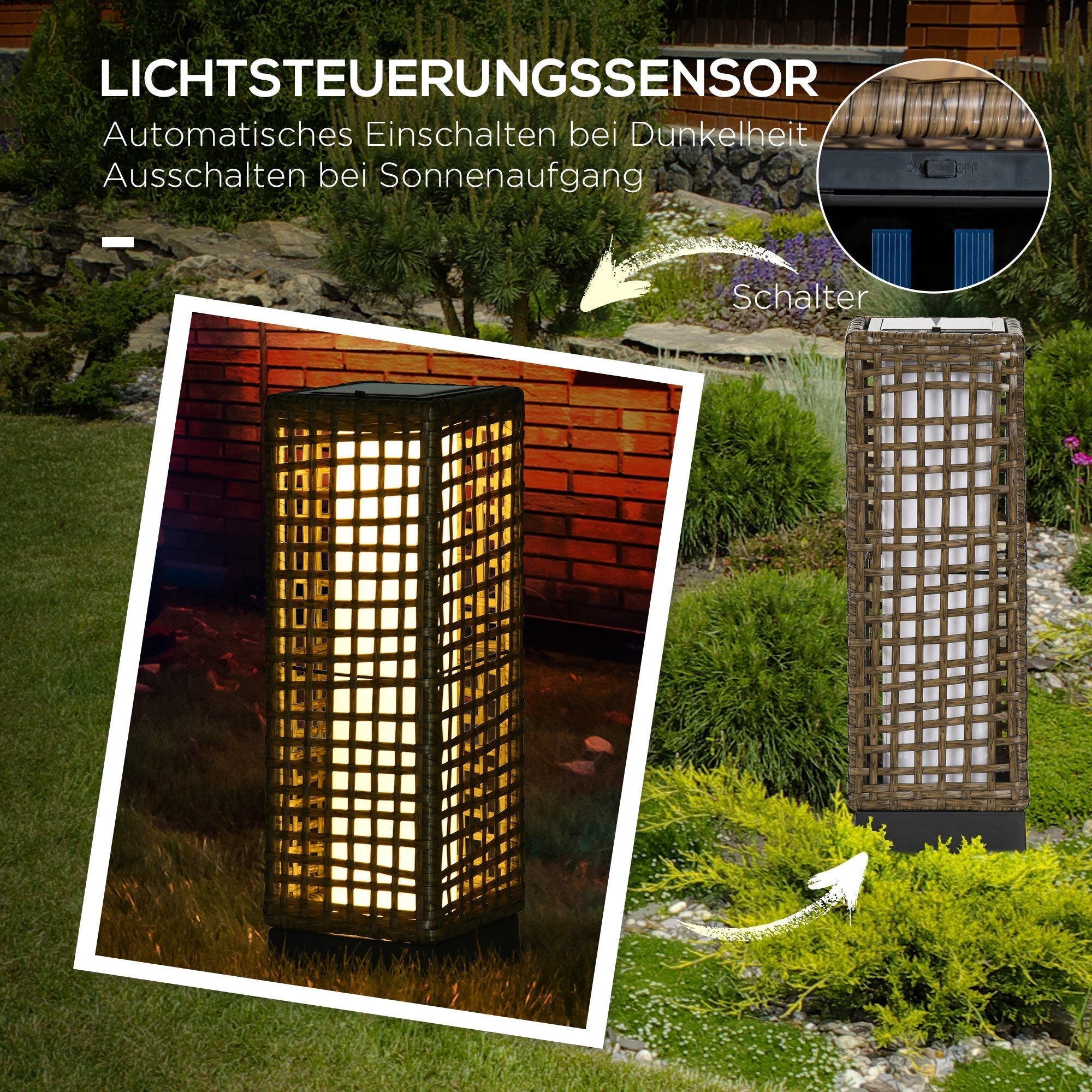 Solar Lamp LED Outdoor Light Waterproof for Garden & Patio Rattan