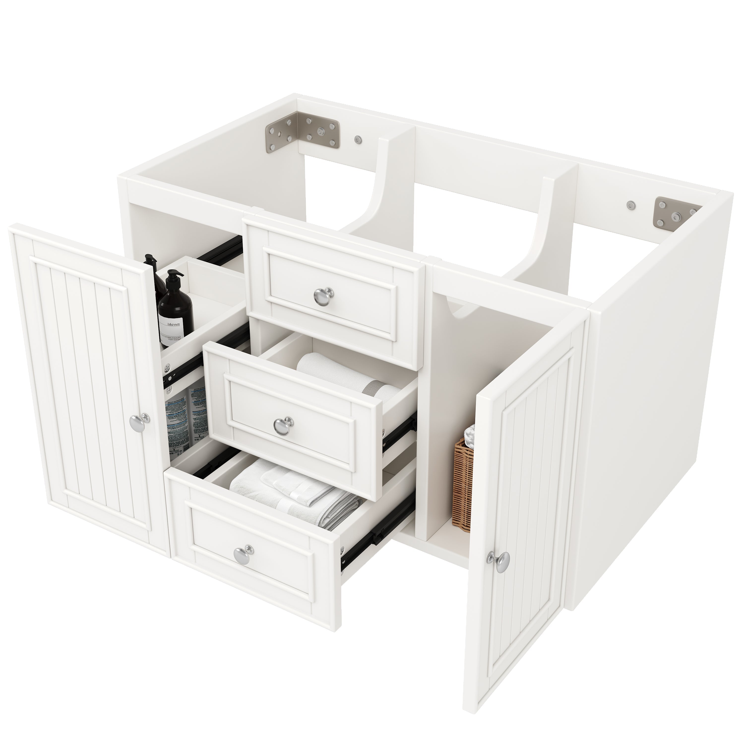 Bathroom Vanity Unit Wall-Mounted 3 Drawers Modern Style 78.5x46x46.8cm - White