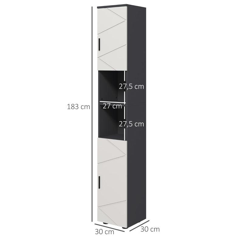 Kleankin Slim Bathroom Cabinet, Tall with Adjustable Shelf, Gray