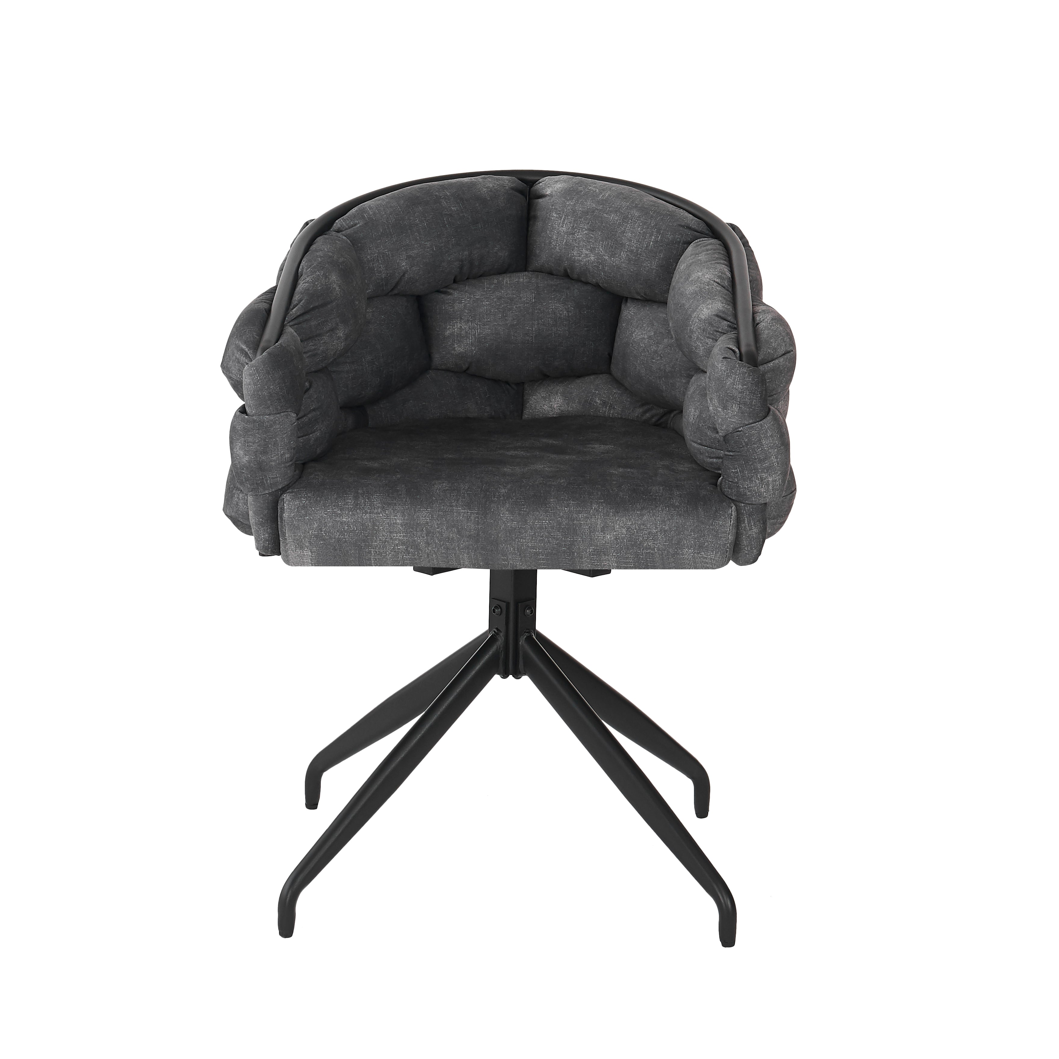 Luxury Velvet Swivel Chairs (Set of 6) 360° Rotatable Ergonomic - Grey