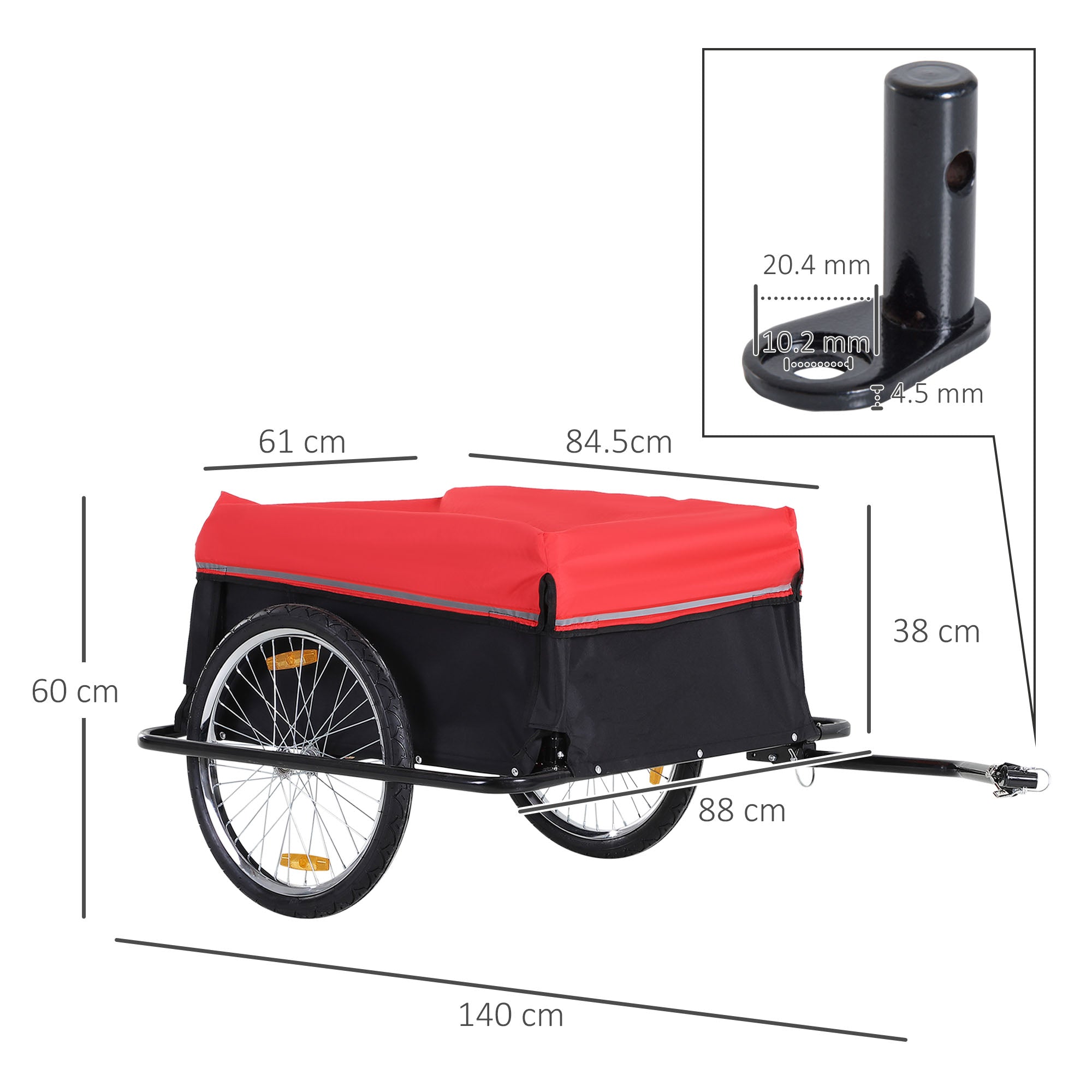 Cargo trailer transport trailer 2-wheel bike, robust & versatile, black red