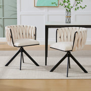 Velour Armchair | 180° Swivel Ergonomic Metal Frame | Set of 2, Velour