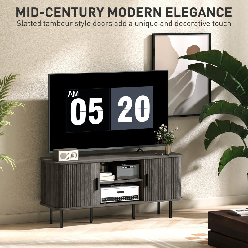 TV Stand Cabinet for TVs up to 55 Inches, Storage Shelves and Cupboard, Grey