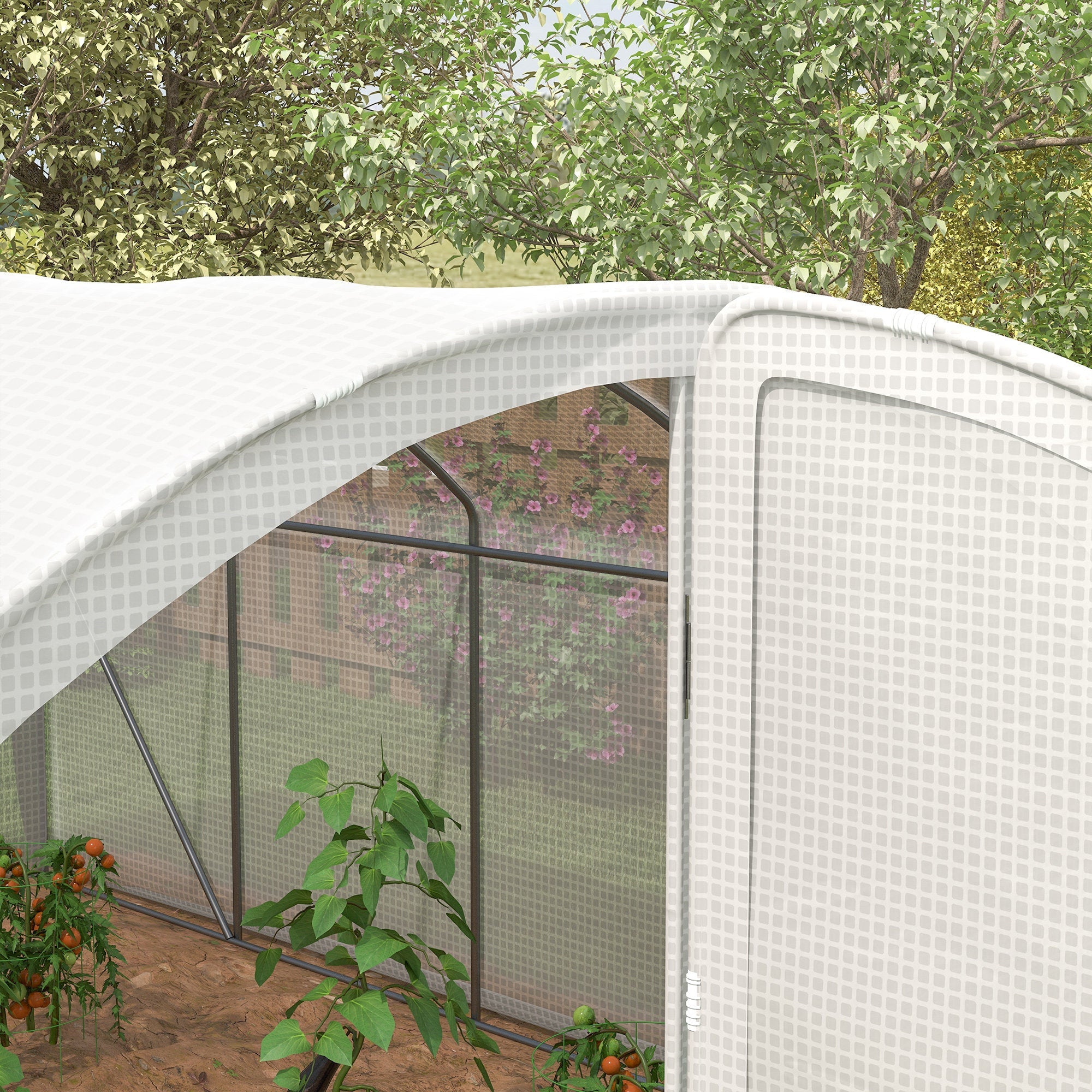 Polytunnel Greenhouse Walk-in 4 x 3 x 2m UV-resistant PE Cover Galvanised Steel Frame, White
