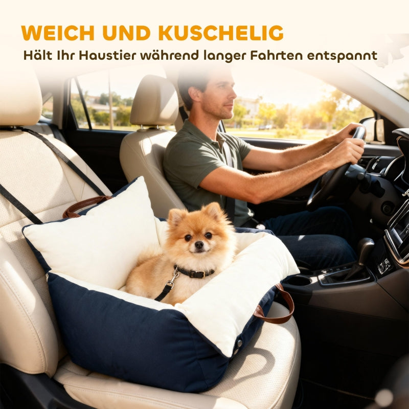 Dog Car Seat 2 Straps Washable Cover Under 5kg - Blue