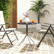 Folding Garden Table, Round Ø60 x 71 cm, Weatherproof Steel, Black