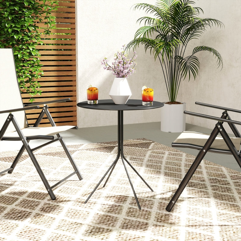 Klappbarer Gartentisch, rund Ø60 x 71 cm, wetterfester Stahl, Schwarz