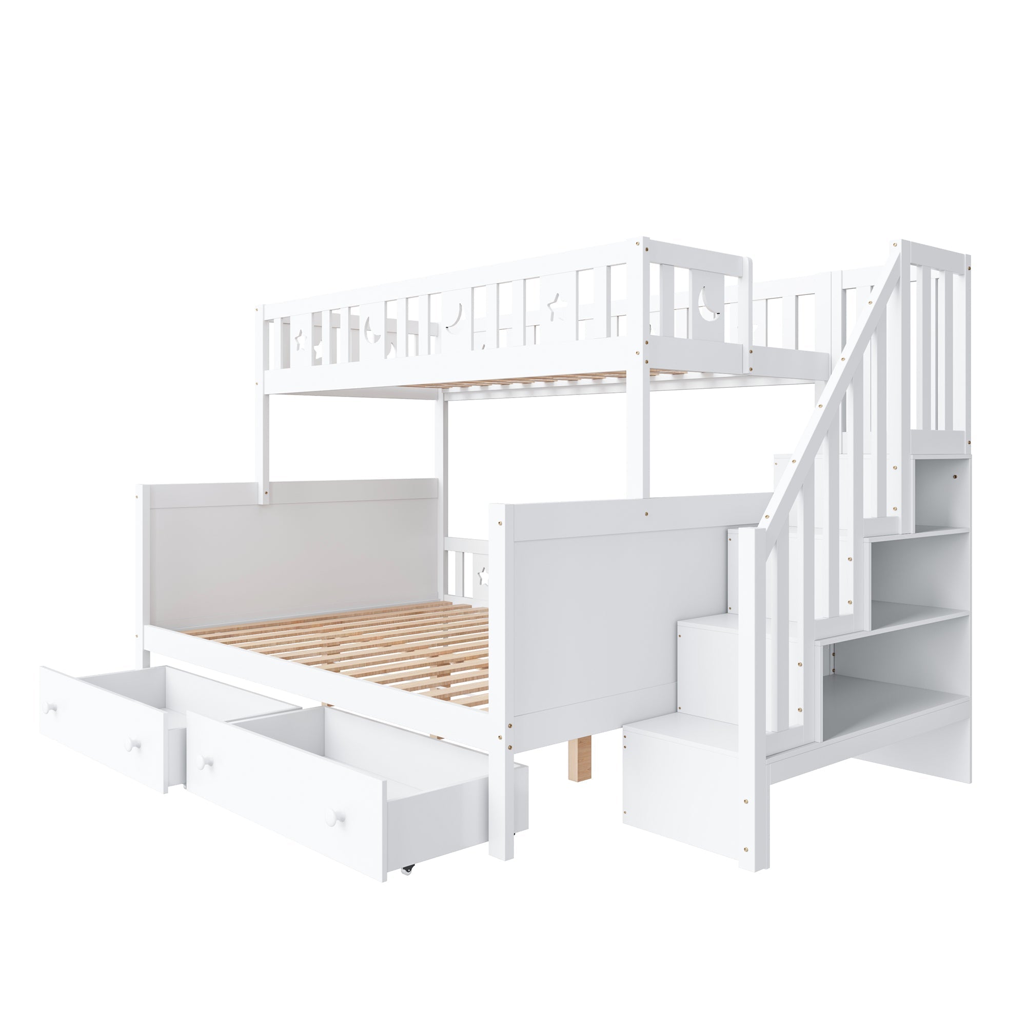 Solid Pine Children’s Multifunctional Bunk Bed with Storage, White