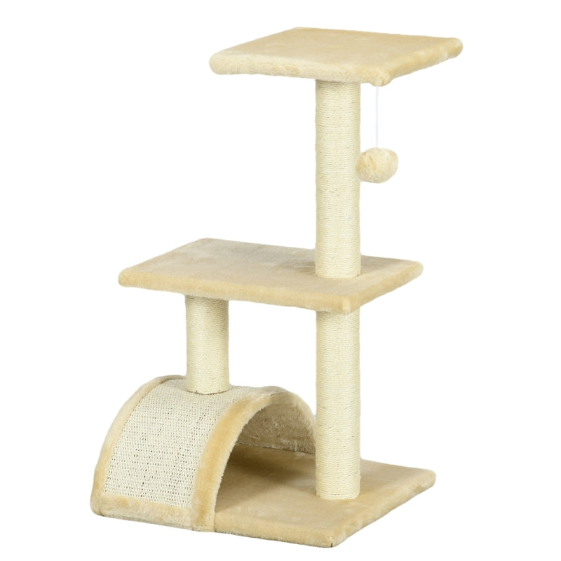 PawHut Cat Tree Multi-Level, Plush Balls, Sisal Posts, Cream White