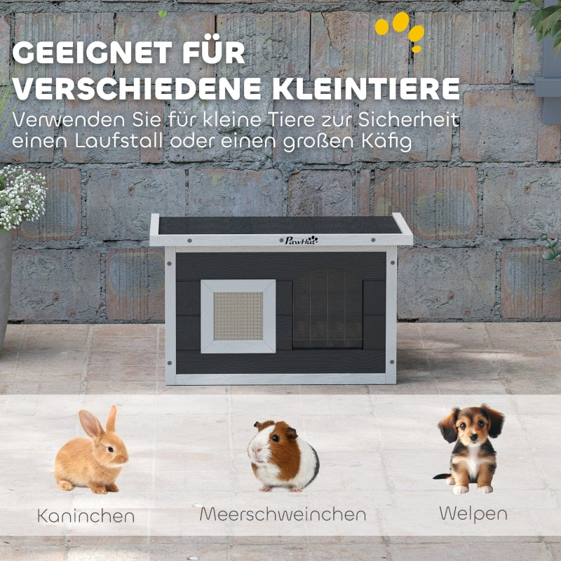 Katzenhaus aus Holz, Kratzmatte, wetterfest, für Innen und Außen, Grau