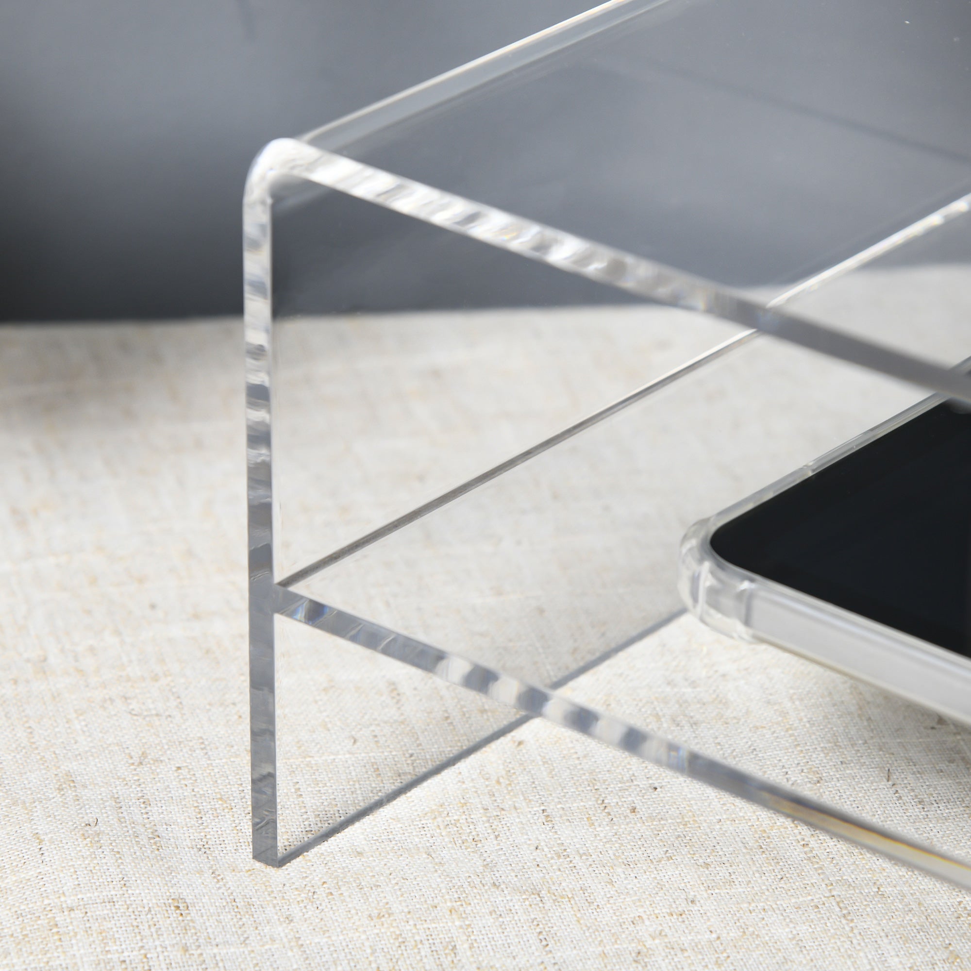 Monitor Stand with Keyboard Compartment 2 Tiers for 24 Inch - Transparent Acrylic
