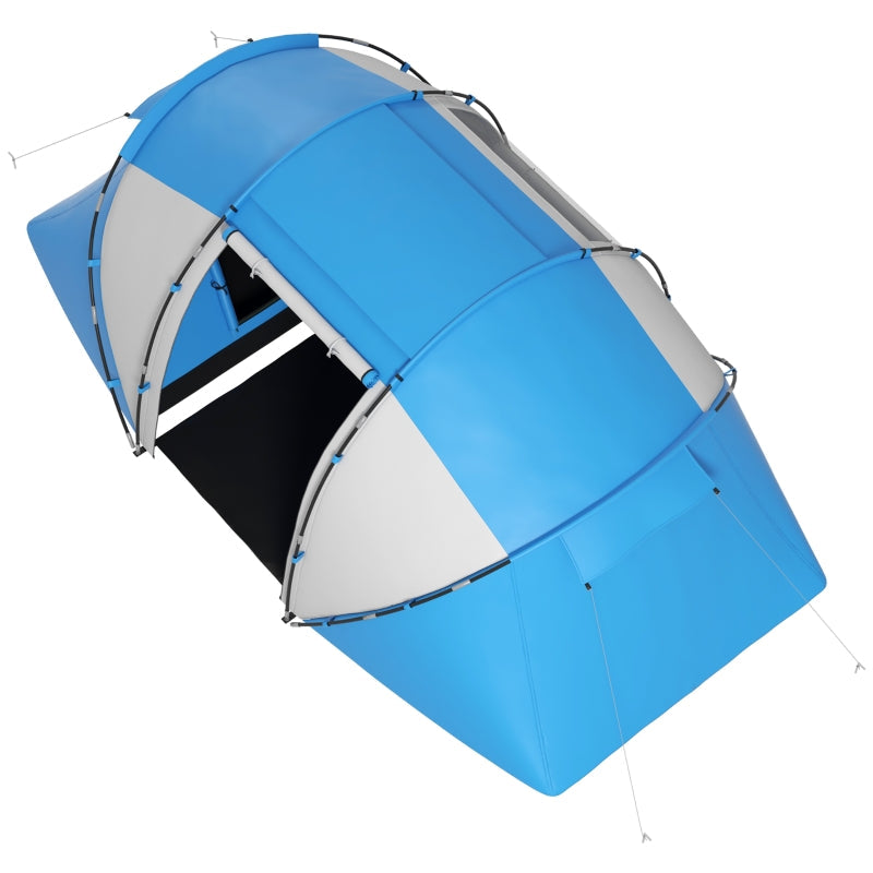 Campingzelt für 4-6 Personen, leicht, stabil, wasserdicht, blau