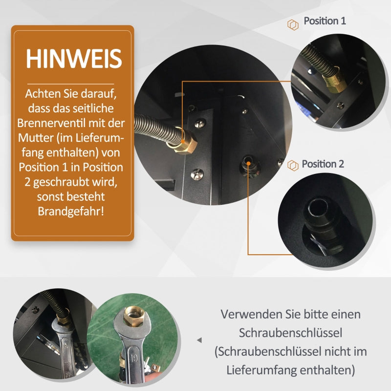 Gas Grill BBQ Cart, Multifunctional with 3 Burners and 1 Side Burner, Steel Black