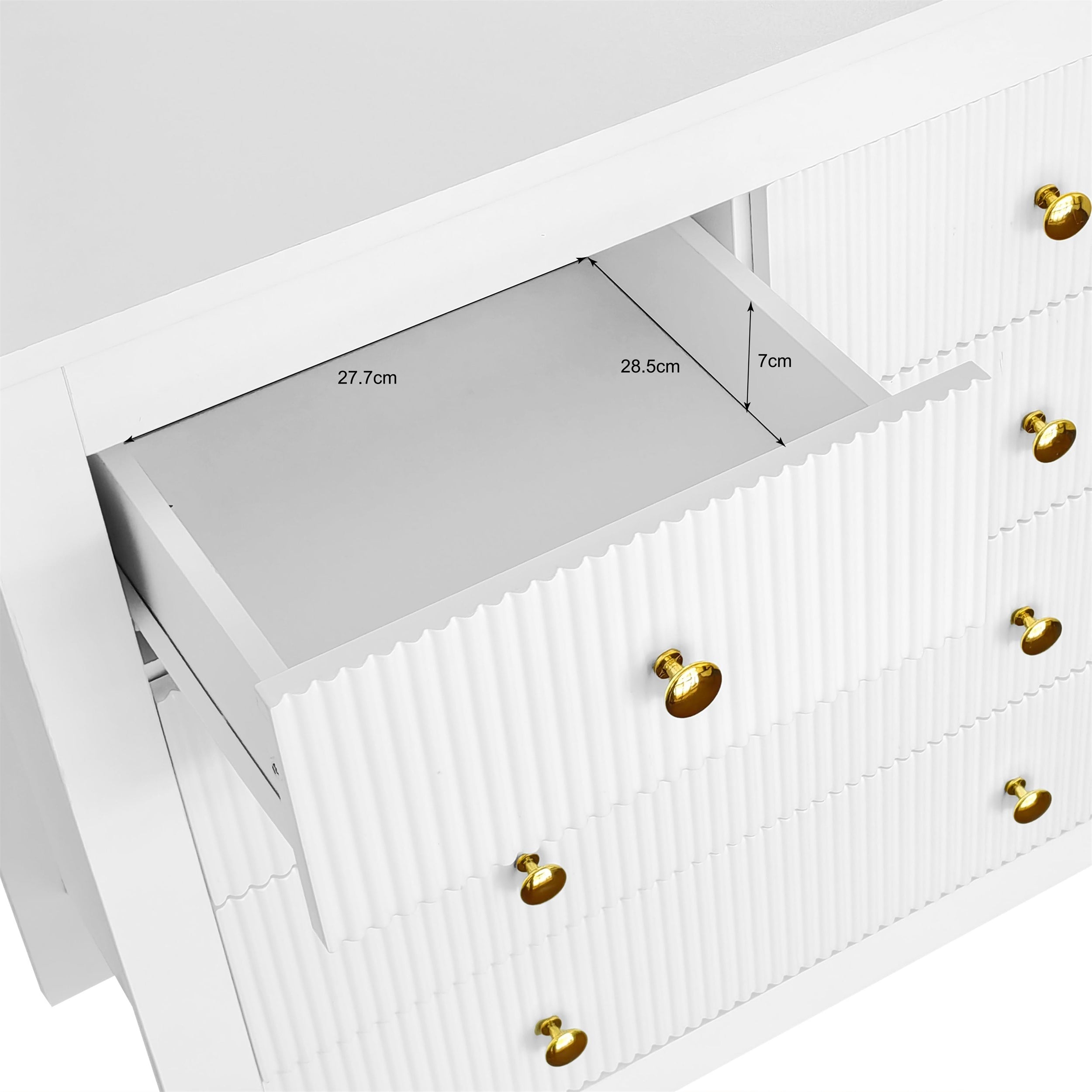 Sideboard, chest of drawers with special doors, gold handles