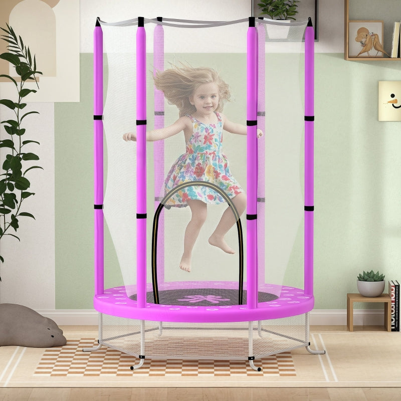 Children's Trampoline Ø140 cm, Indoor with Safety Net, Rubber Rope, Purple
