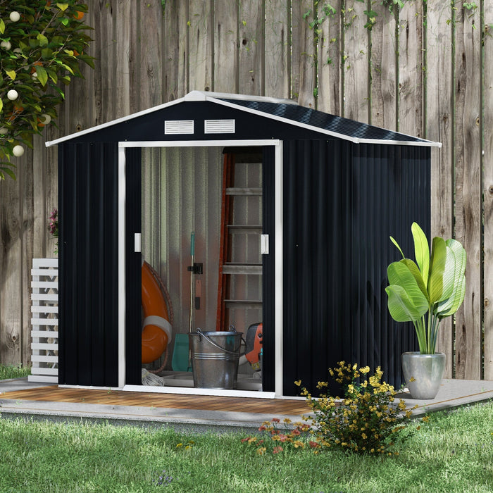 Weatherproof Shed 7 x 4ft Outdoor Bike Storage with Lockable Double Doors, Dark Grey