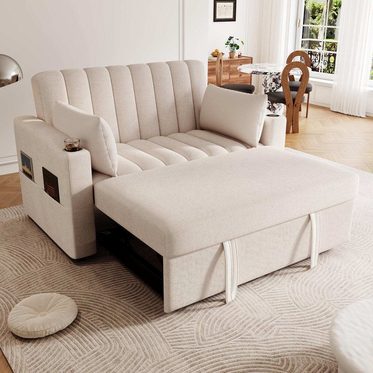 Multifunctional Sofa Sleeper Double Adjustable Backrest Drink Holder Cushions