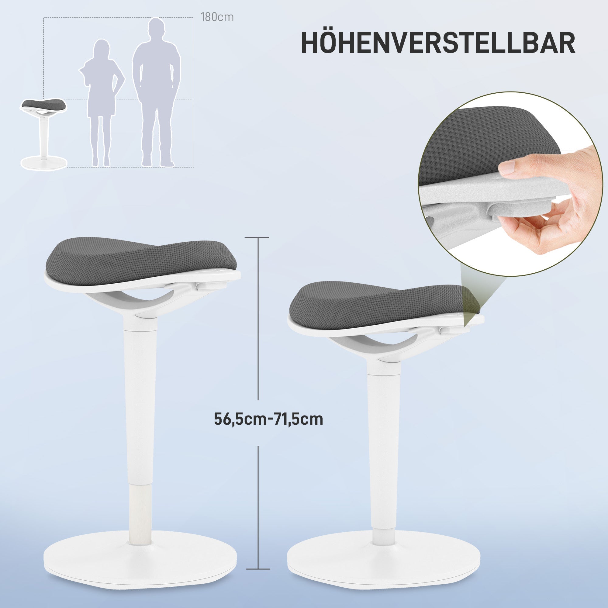 Pendulum Stool, Ergonomic Office Swivel Chair, Mesh Gray