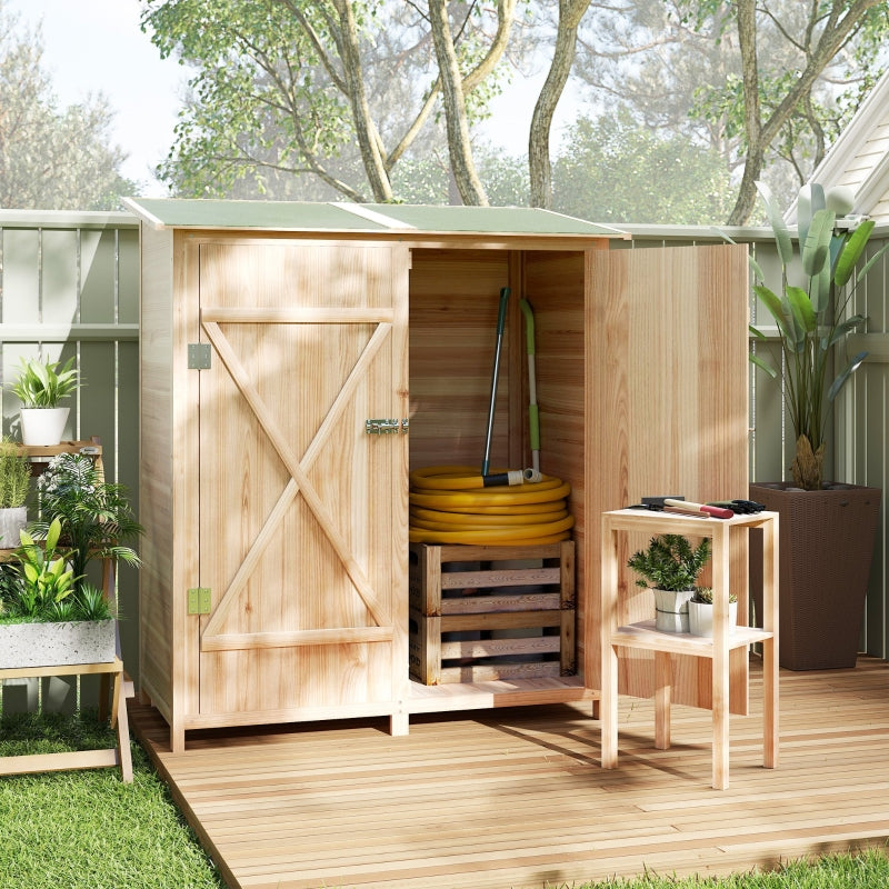 Tool Shed with Side Table, 140x75x157cm, Fir Wood