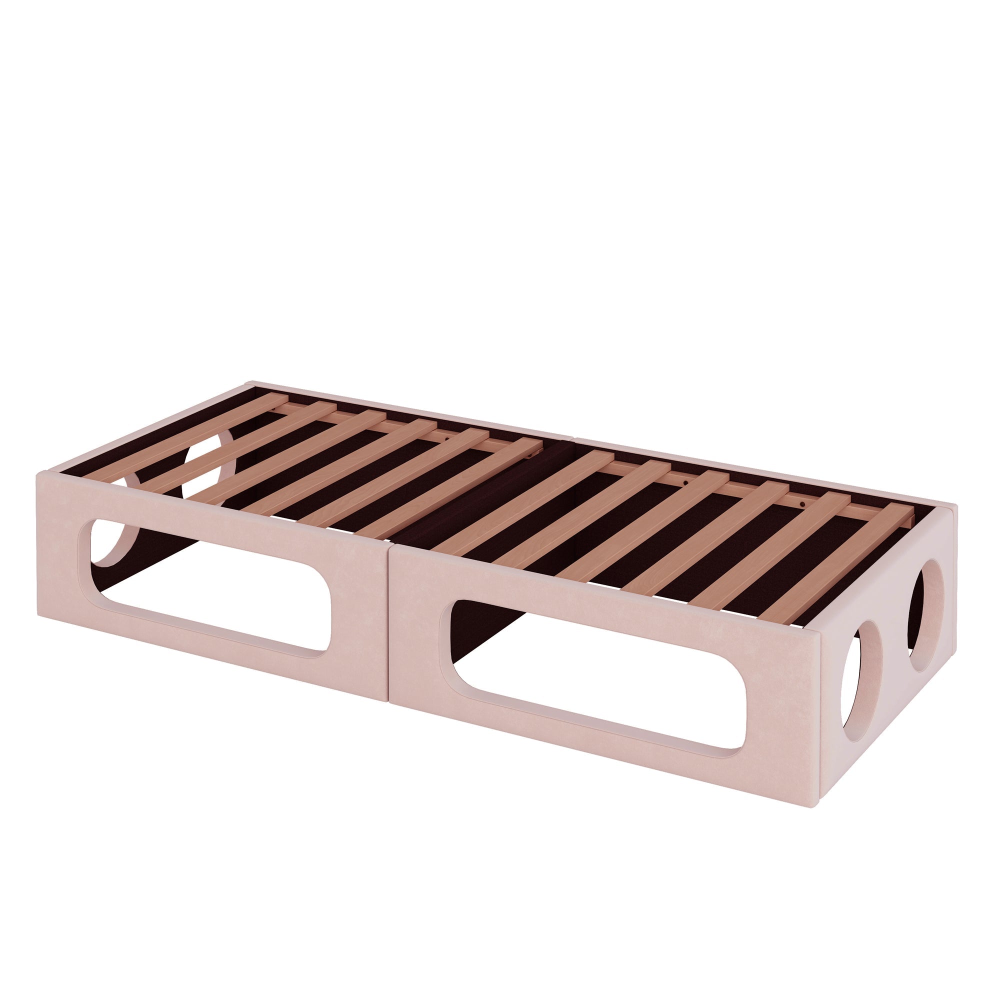 Upholstered Sofa Bed with Pet Bed and Backrest, 180x200cm, Pink Velvet