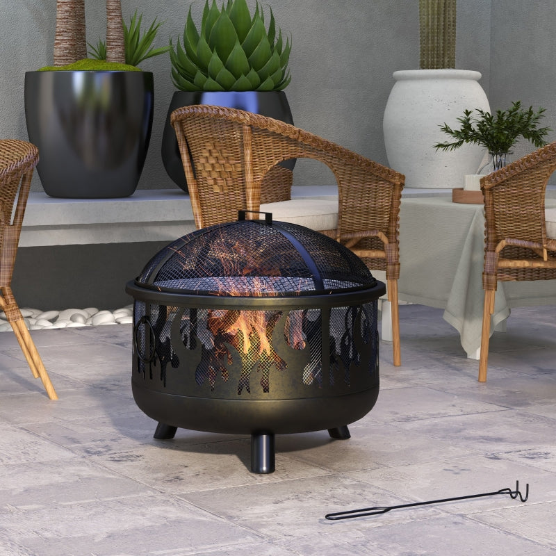 Fire Bowl, Spark Guard & Poker, Ø61.5 cm, Black