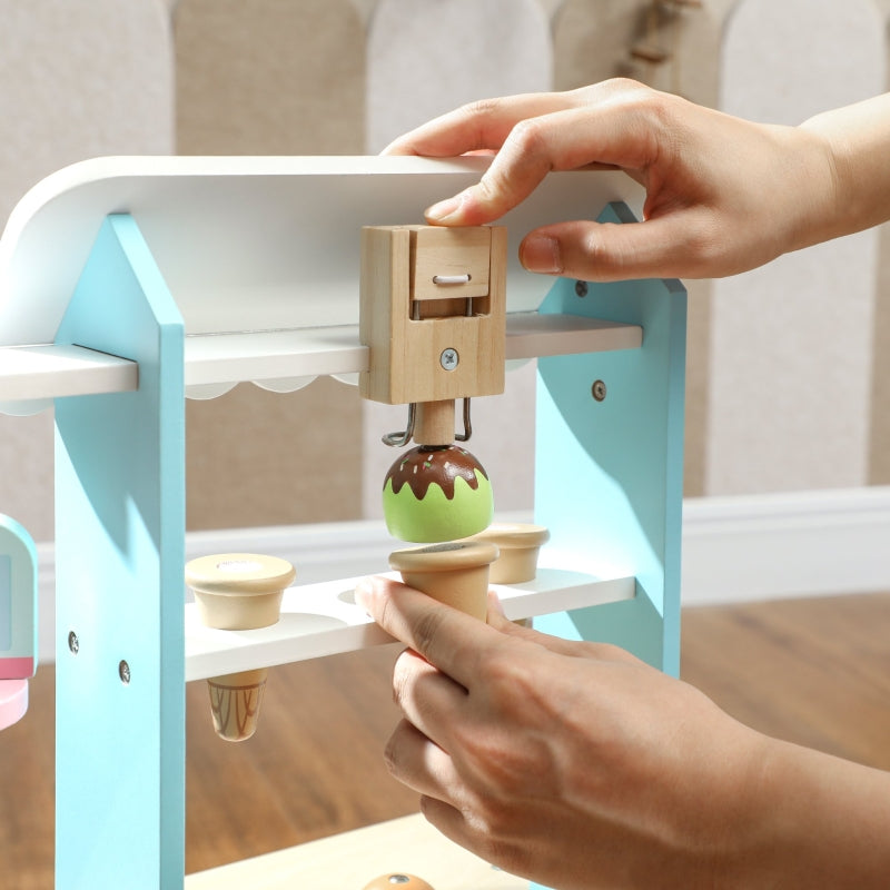 Ice Cream Truck Play Kitchen 17-Piece Set Oven - Light Blue MDF