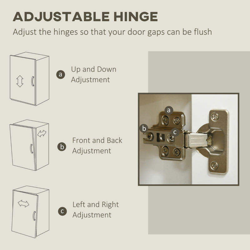 Kitchen Sideboard Storage Cabinet Double Doors Adjustable Shelf, White