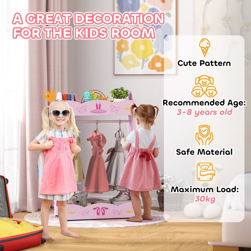 Kids Clothes Rail, Two Shelves 3-8 Years, Pink