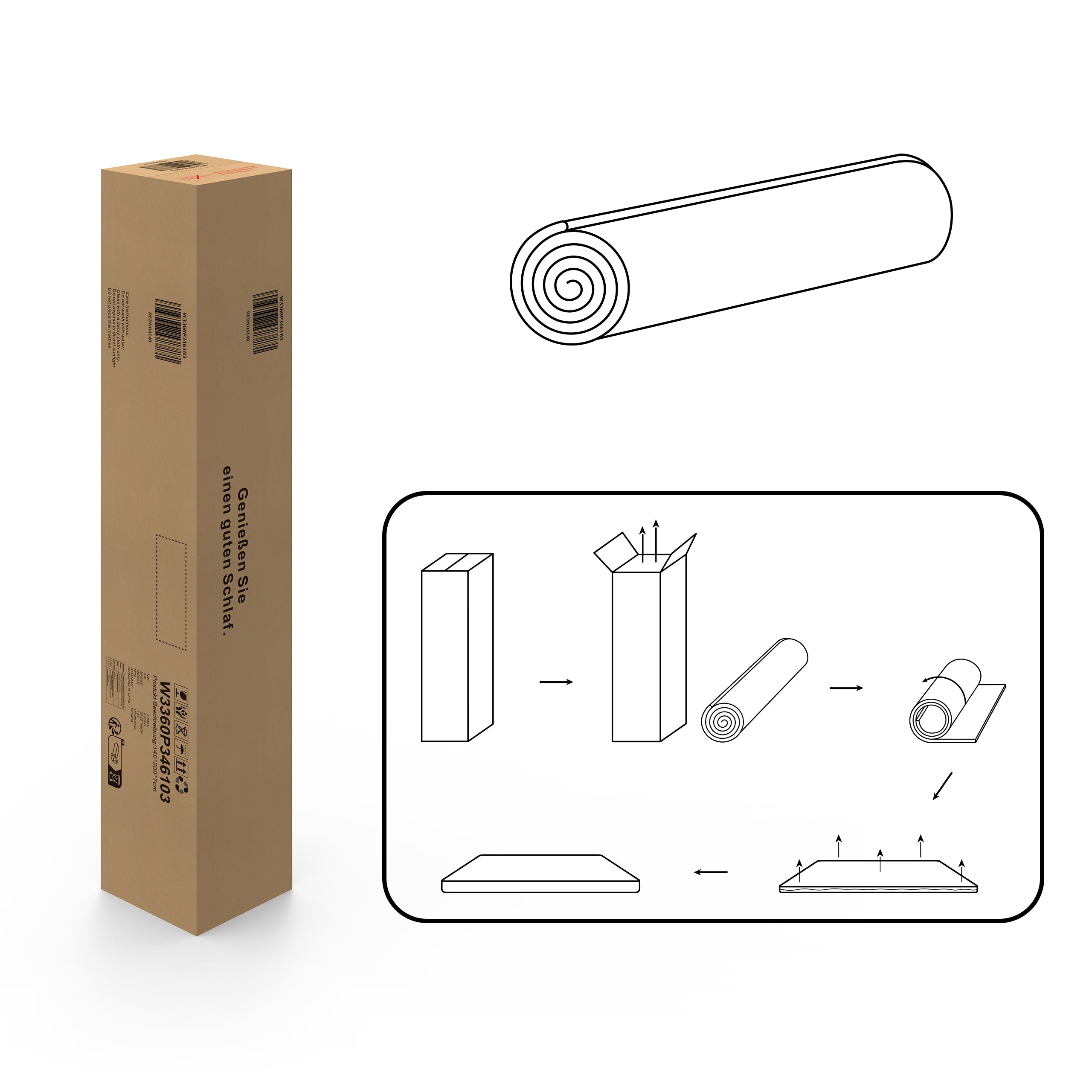 Comfortable Mattress H3, 7 Zone Foam, Medium Strength, 7cm Height, Oeko TEX Certified Foam