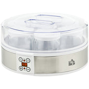 Yogurt Maker Machine, 7 Glass Jars, Stainless Steel, Silver and White